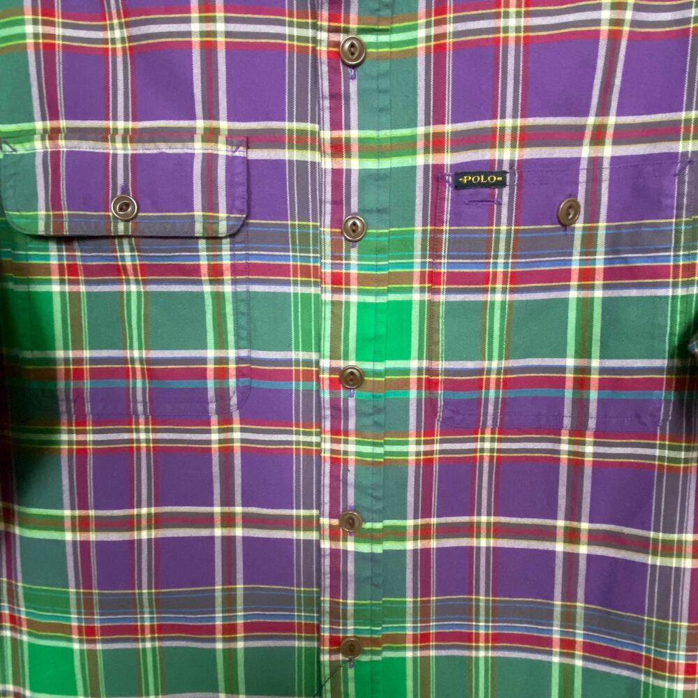 Polo Ralph Lauren Shirt Men's Small Classic Fit Long Slv Purple/Green Plaid NWT - Picture 6 of 14